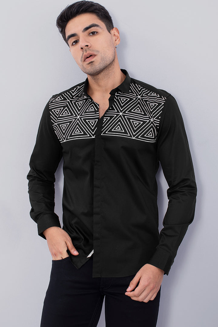 Black Abstract Egyptian Print Shirt - SNITCH