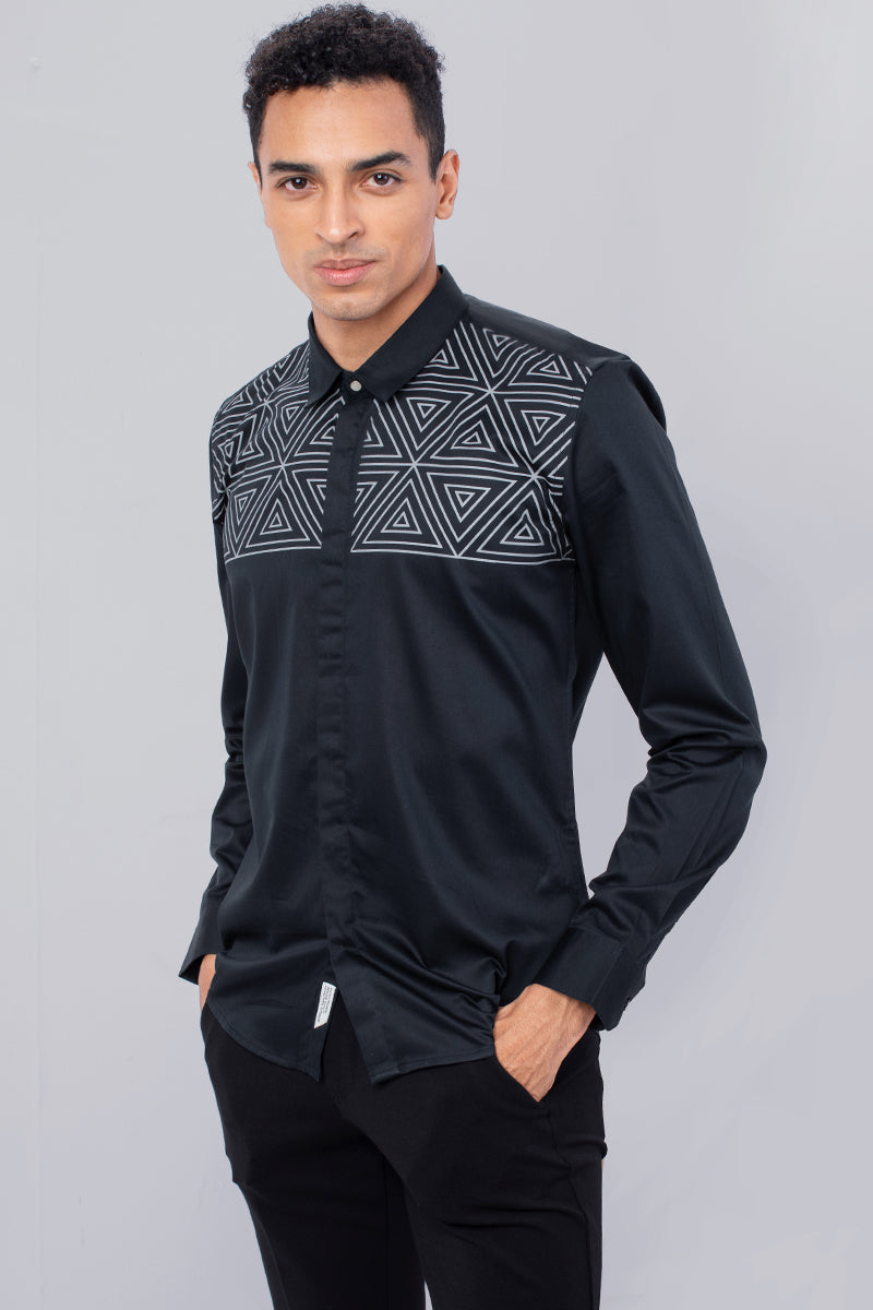 Navy Abstract Egyptian Print Shirt - SNITCH