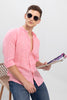 Tapped Collar Pink Linen Shirt