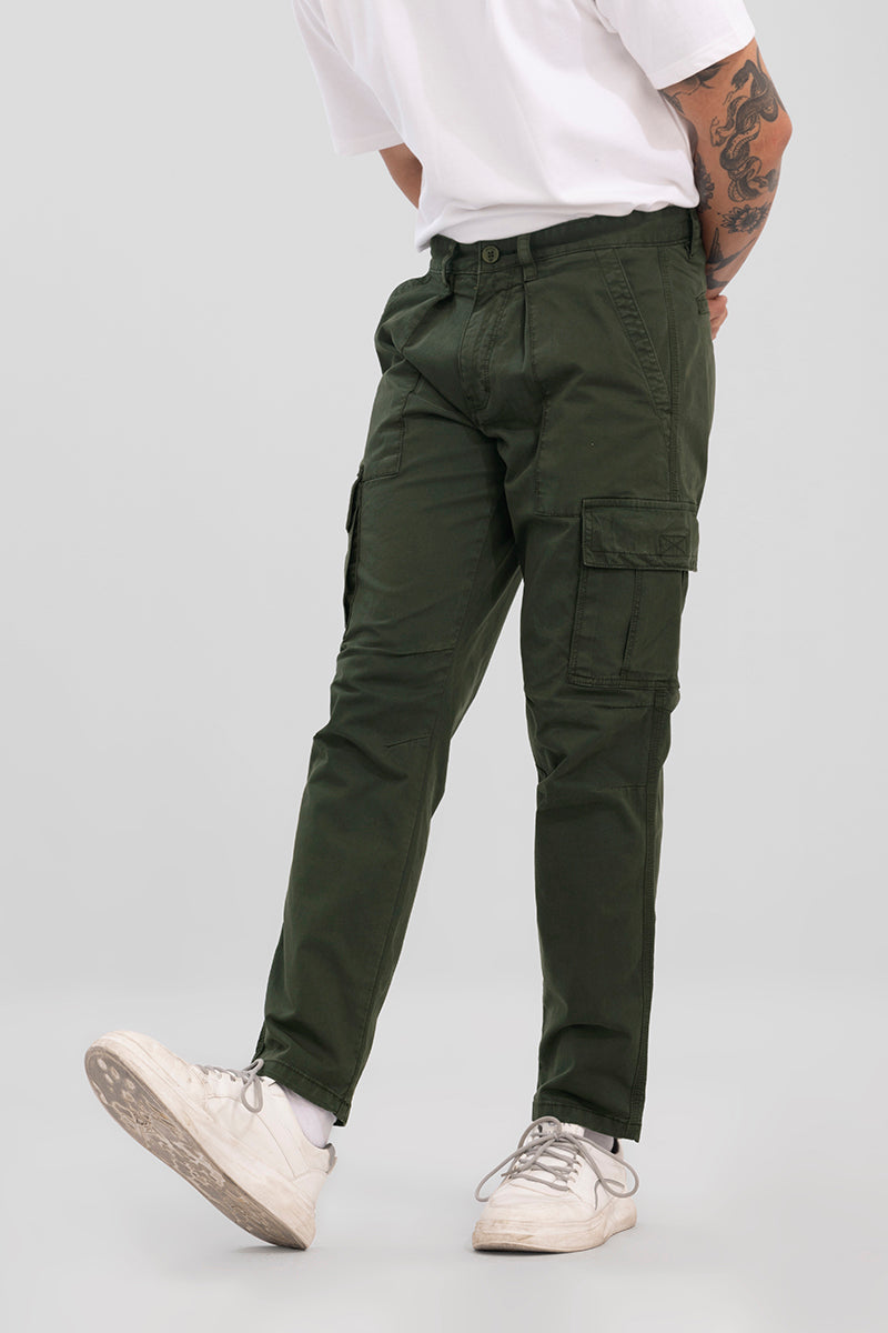 Buy Men's Whis Olive Tapered Cargo Pant Online | SNITCH