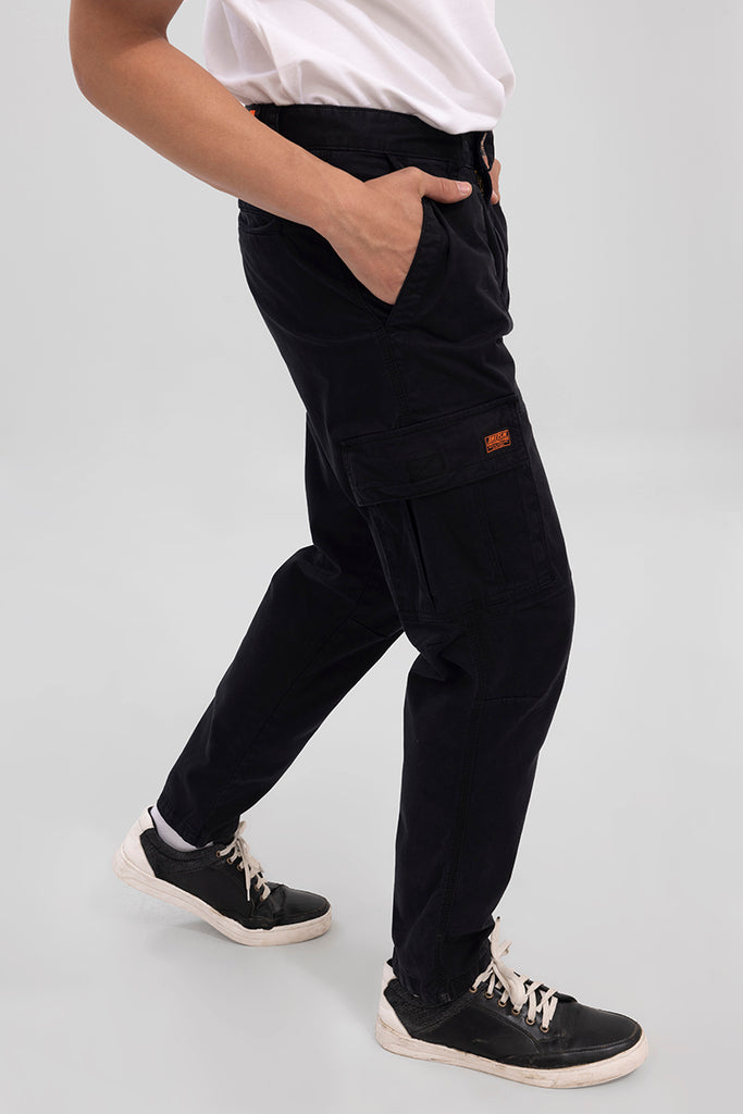 ASOS DESIGN tapered cargo trousers in black with toggles  ASOS