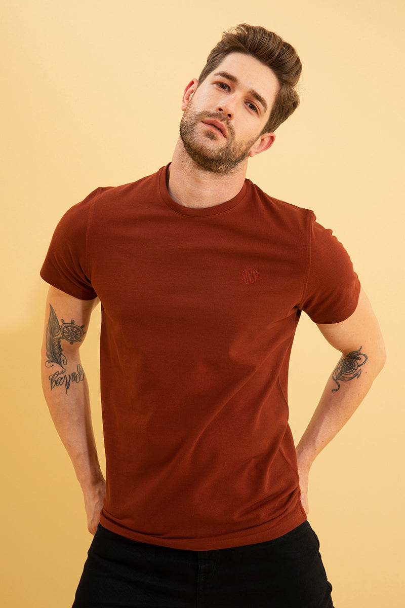 Pique Brick Red T-Shirt - SNITCH