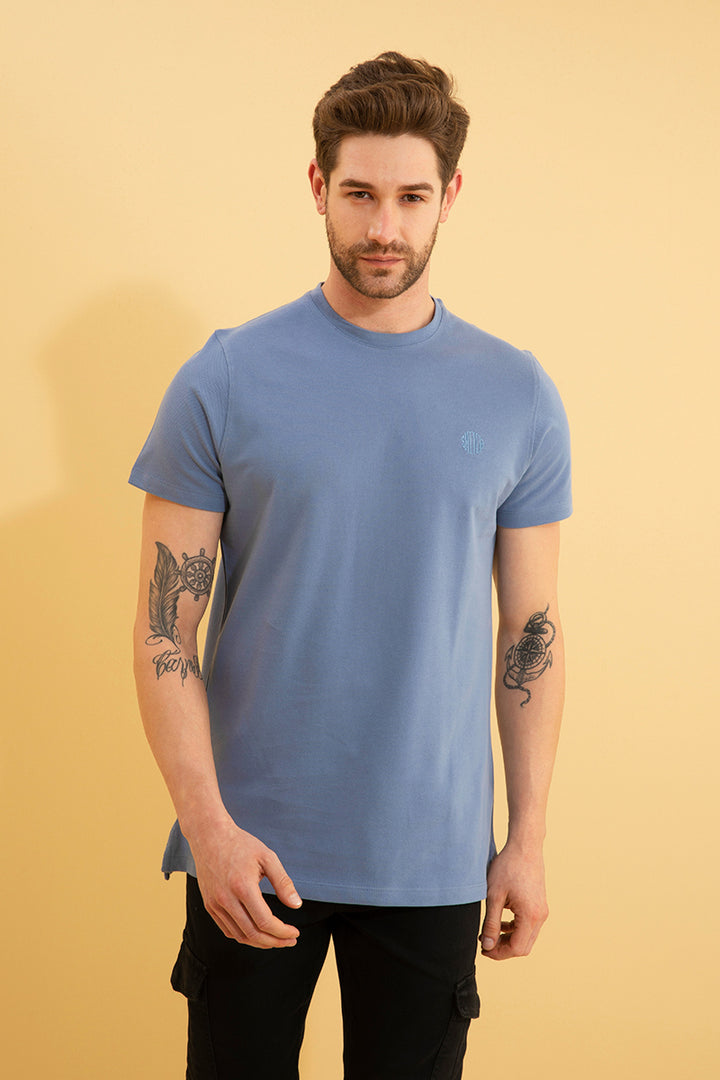 Pique Slate Blue T-Shirt - SNITCH