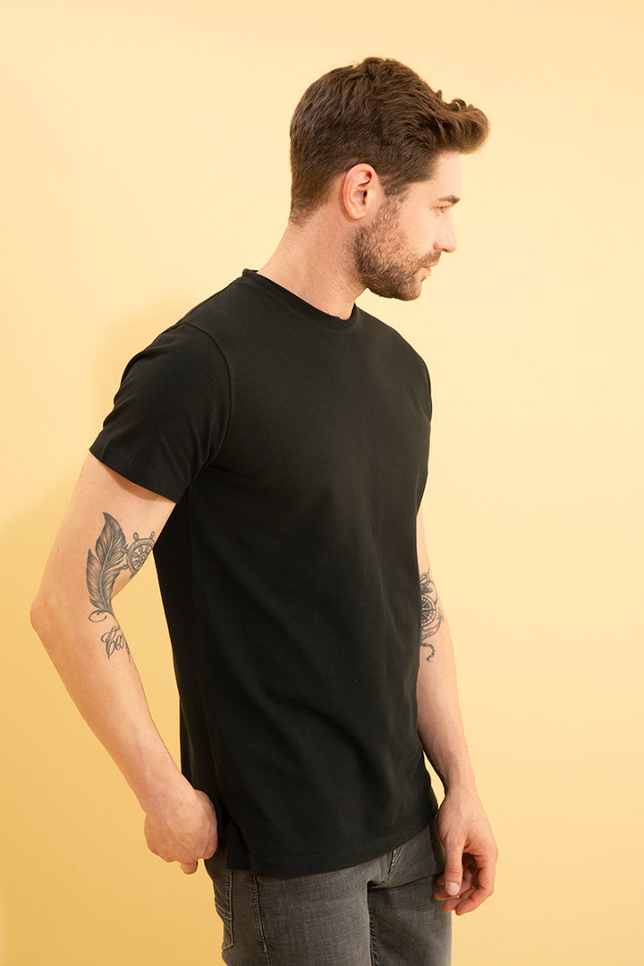 Pique Black T-Shirt - SNITCH