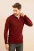 Joyous Maroon Fullsleeves Knitted Polo - SNITCH
