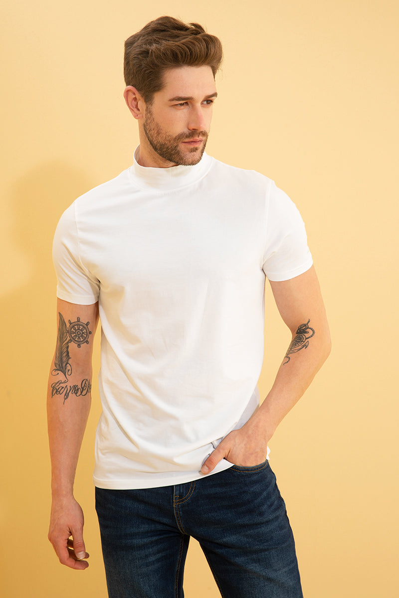 Turtleneck t shirt white cheap