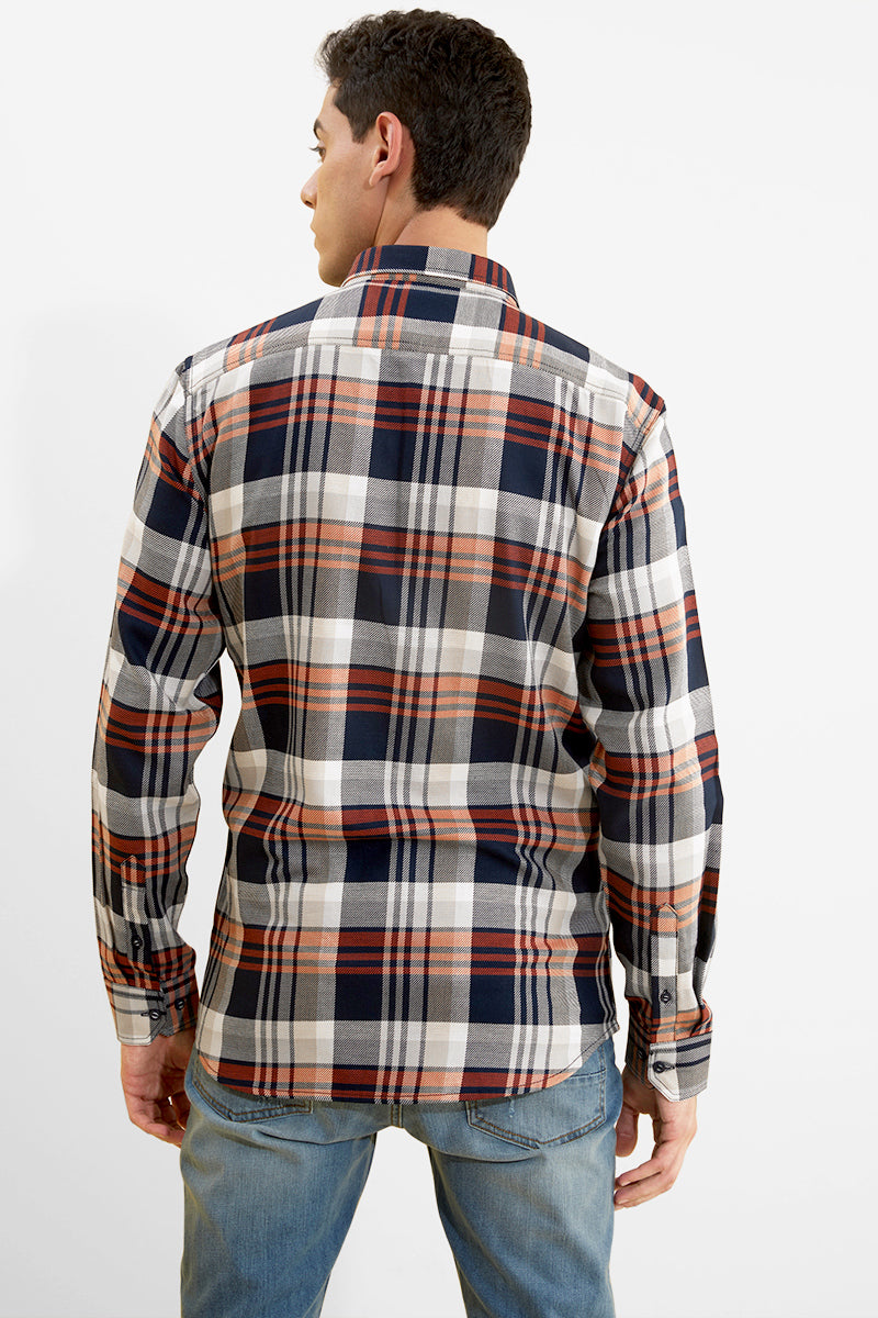 Double Pocket Navy Flannel Shirt - SNITCH