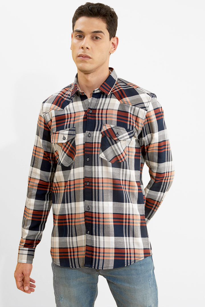 Double Pocket Navy Flannel Shirt - SNITCH