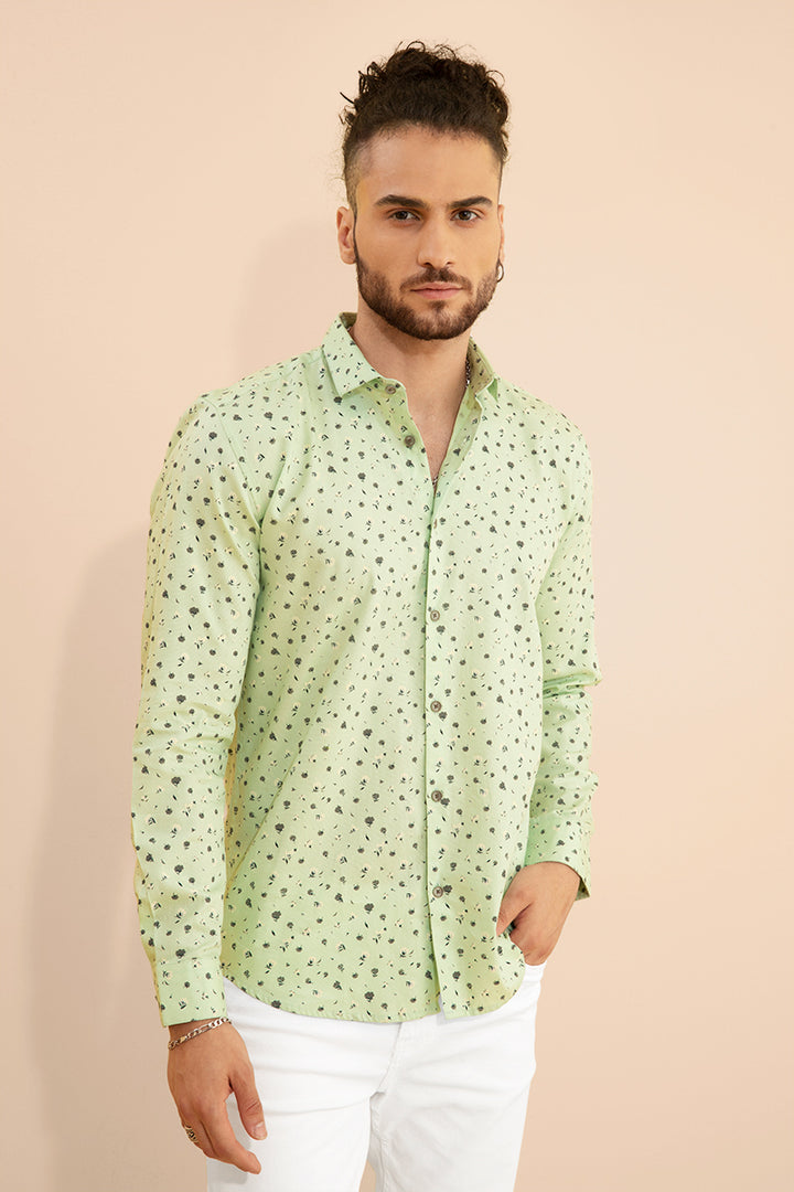 Oxford Print Green Shirt - SNITCH