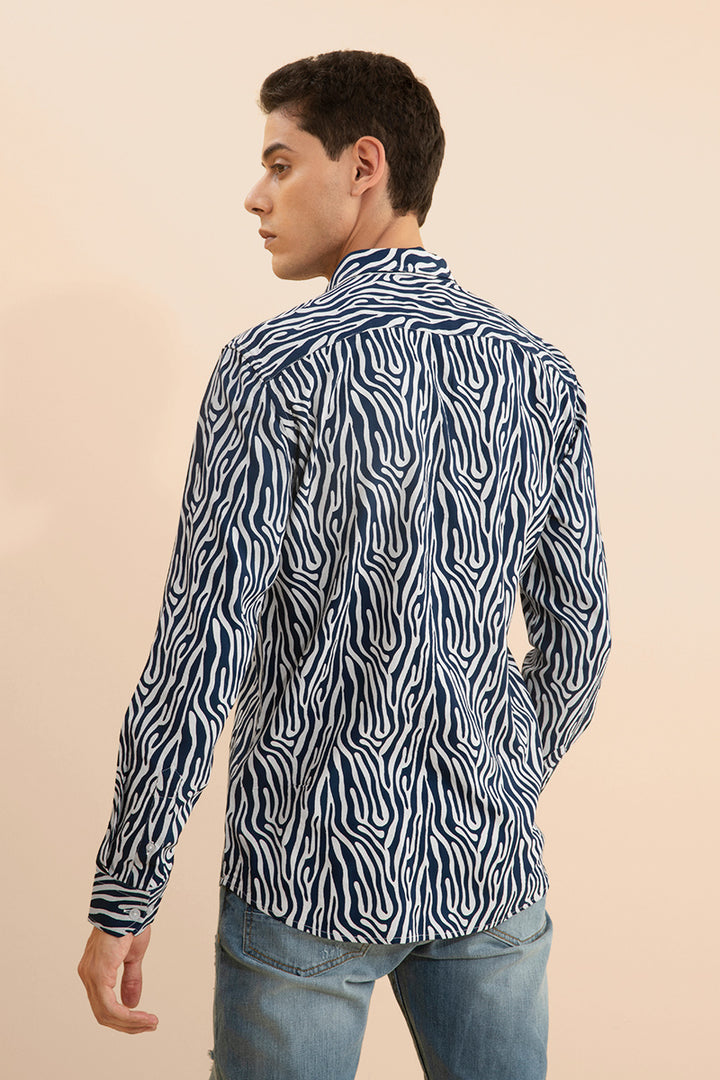 Zebra Print Navy Shirt - SNITCH