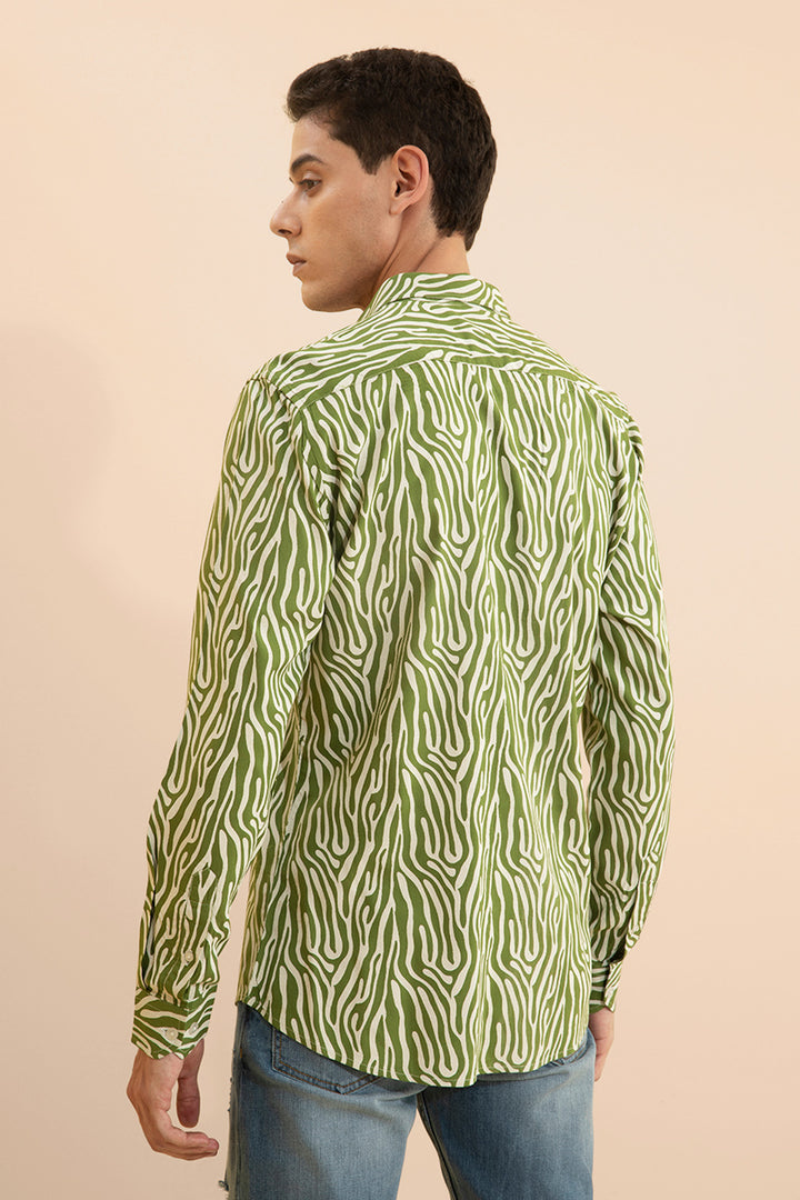 Zebra Print Green Shirt - SNITCH