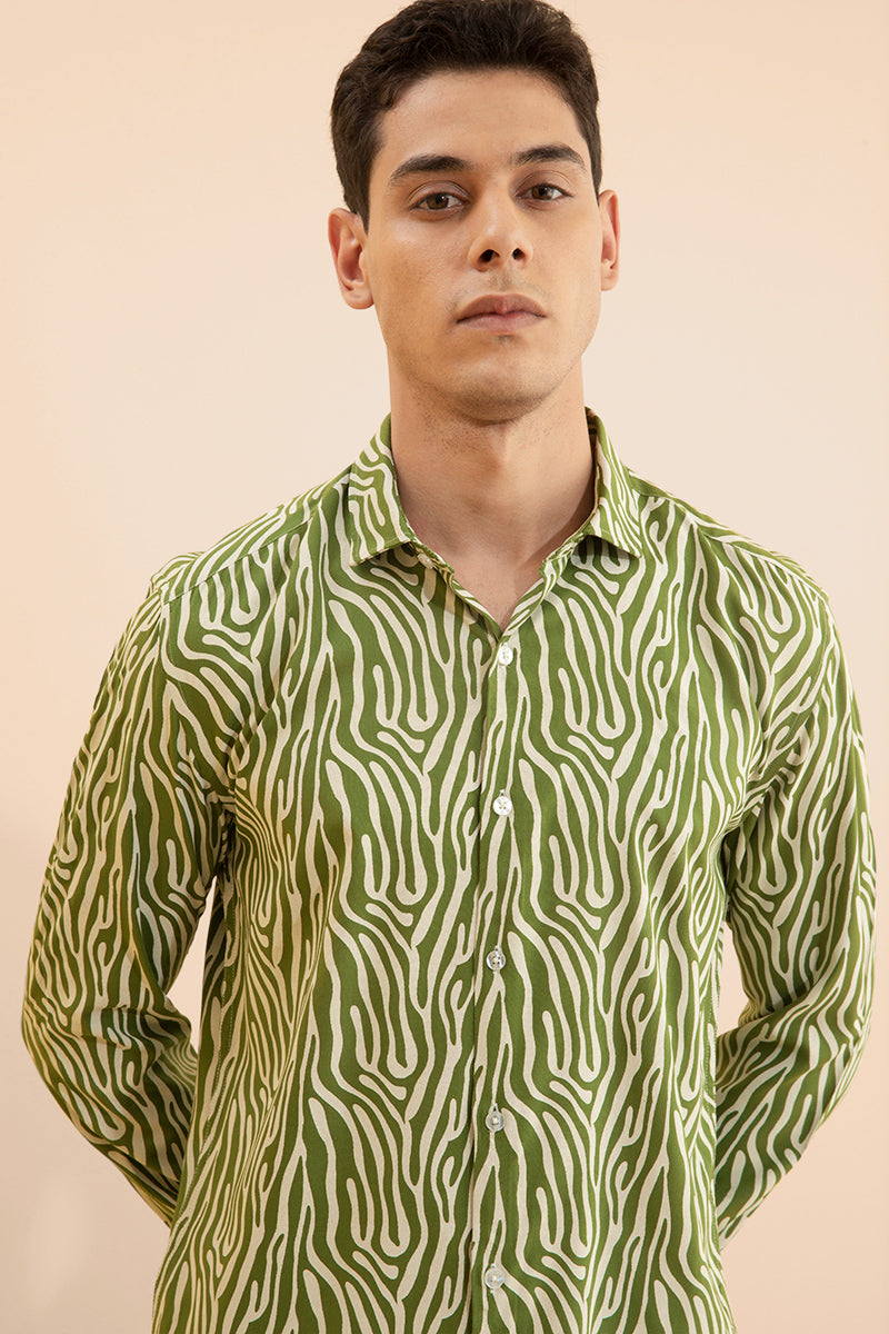 Zebra Print Green Shirt - SNITCH