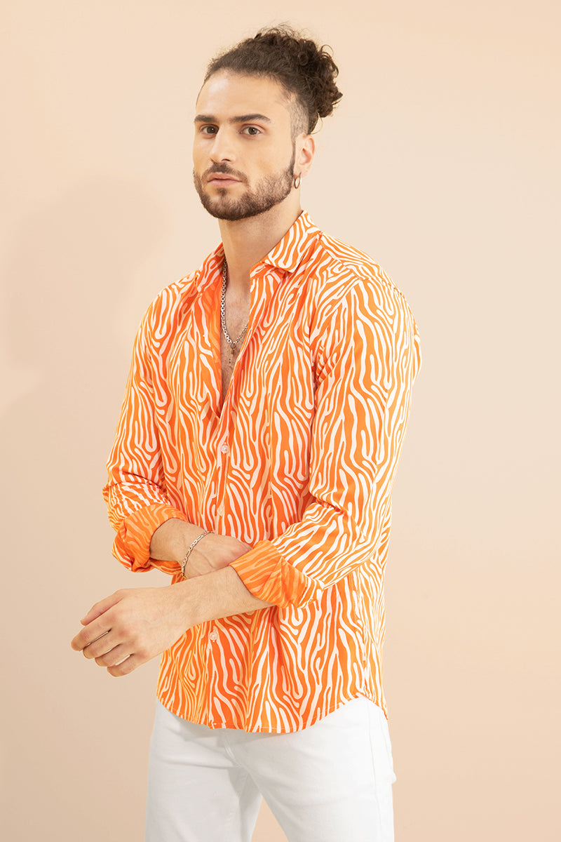Zebra Print Orange Shirt - SNITCH