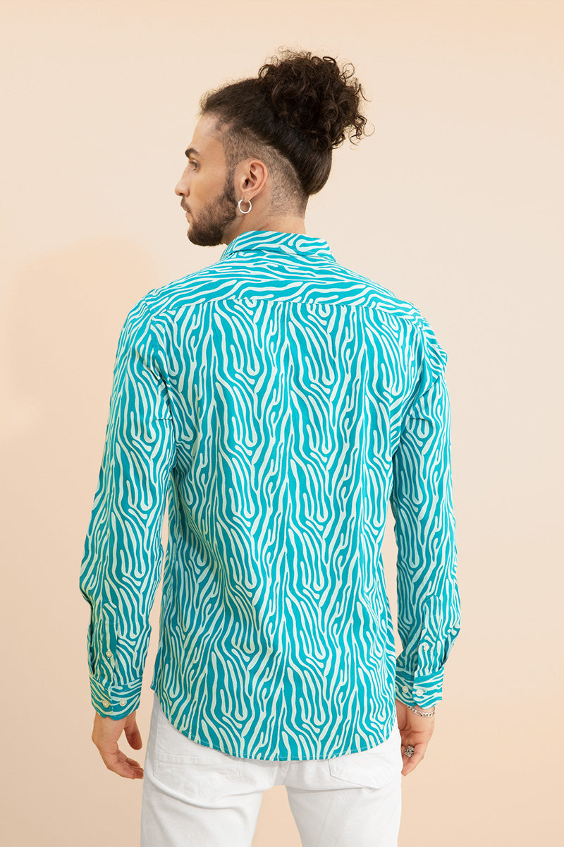 Zebra Print Teal Blue Shirt - SNITCH