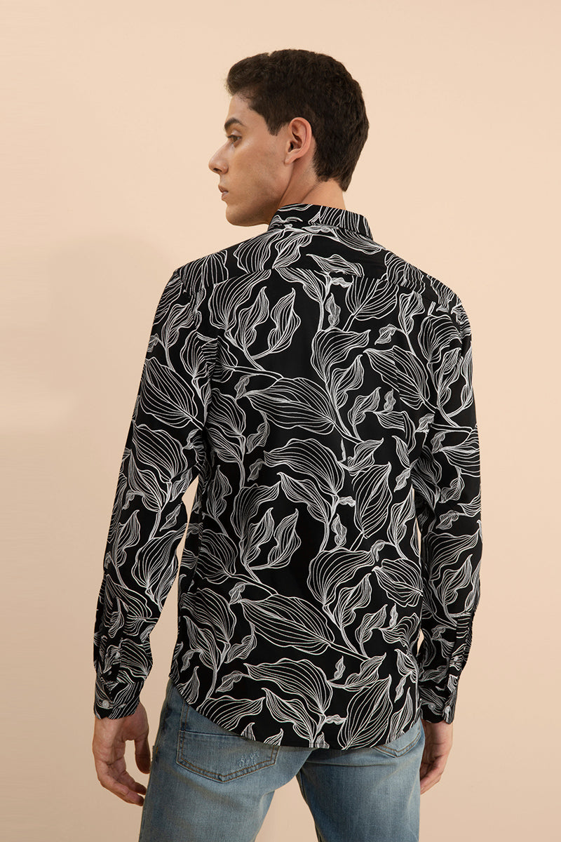 Stencil Leaf Black Shirt - SNITCH