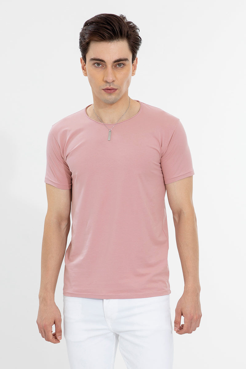 Raw Edge Salmon Pink T-Shirt - SNITCH
