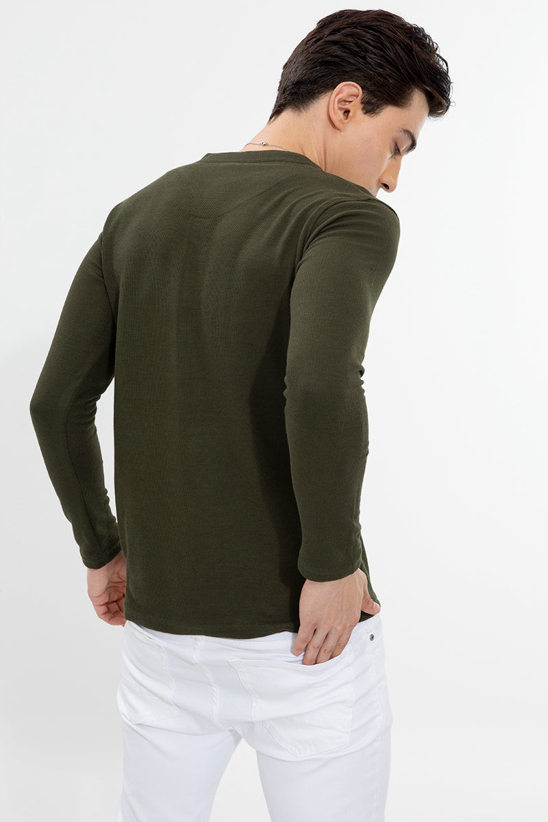 Henley Olive T-Shirt - SNITCH