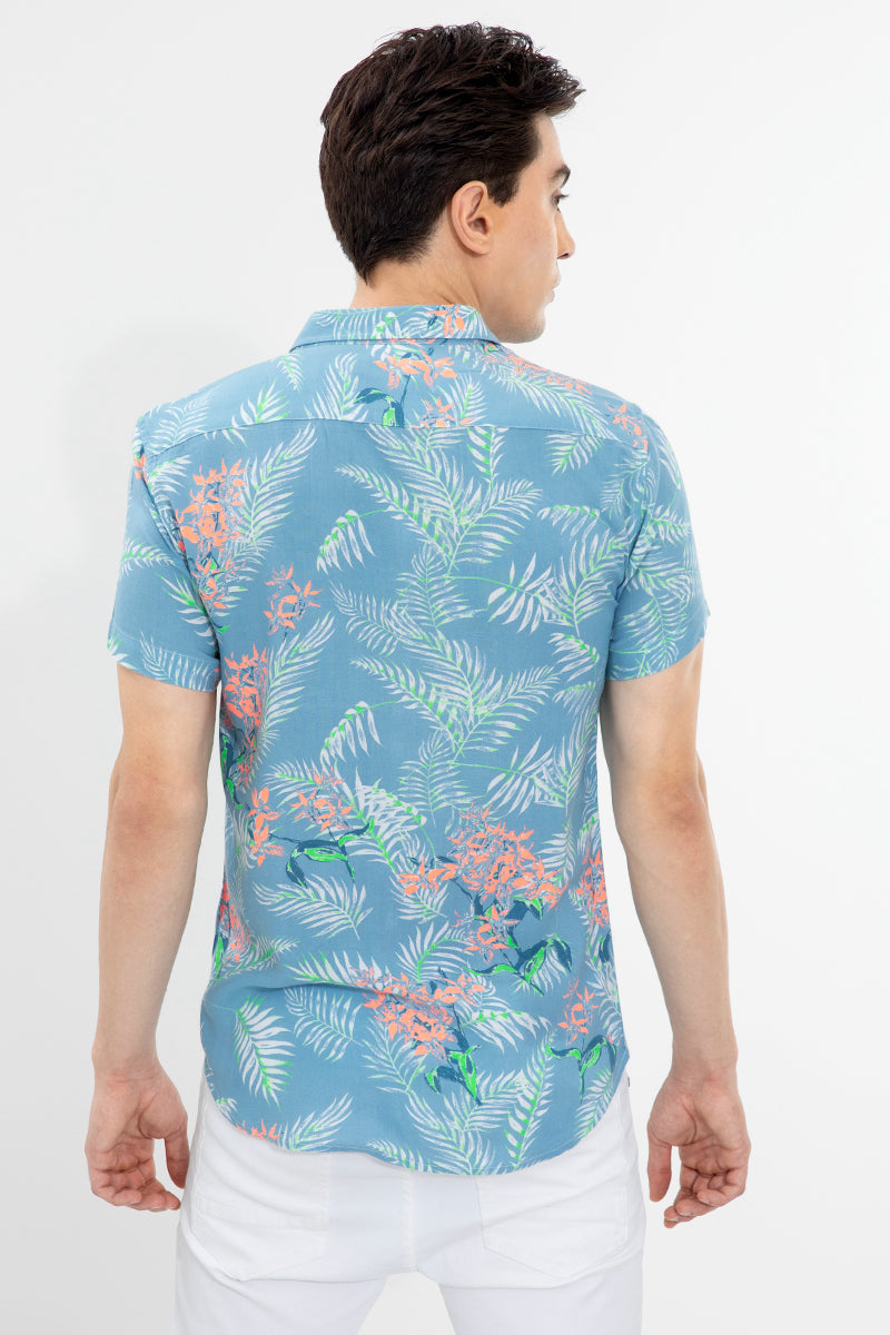 Tropical Palm Blue Shirt - SNITCH