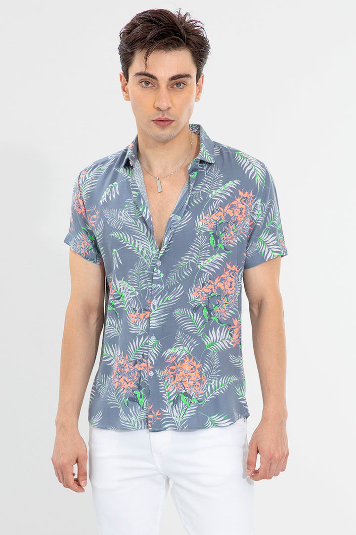 Tropical Palm Grey Shirt - SNITCH