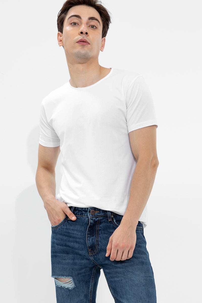 Raw Edge White T-Shirt - SNITCH