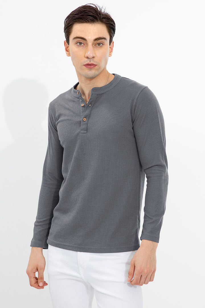 Henley Slate Grey T-Shirt - SNITCH