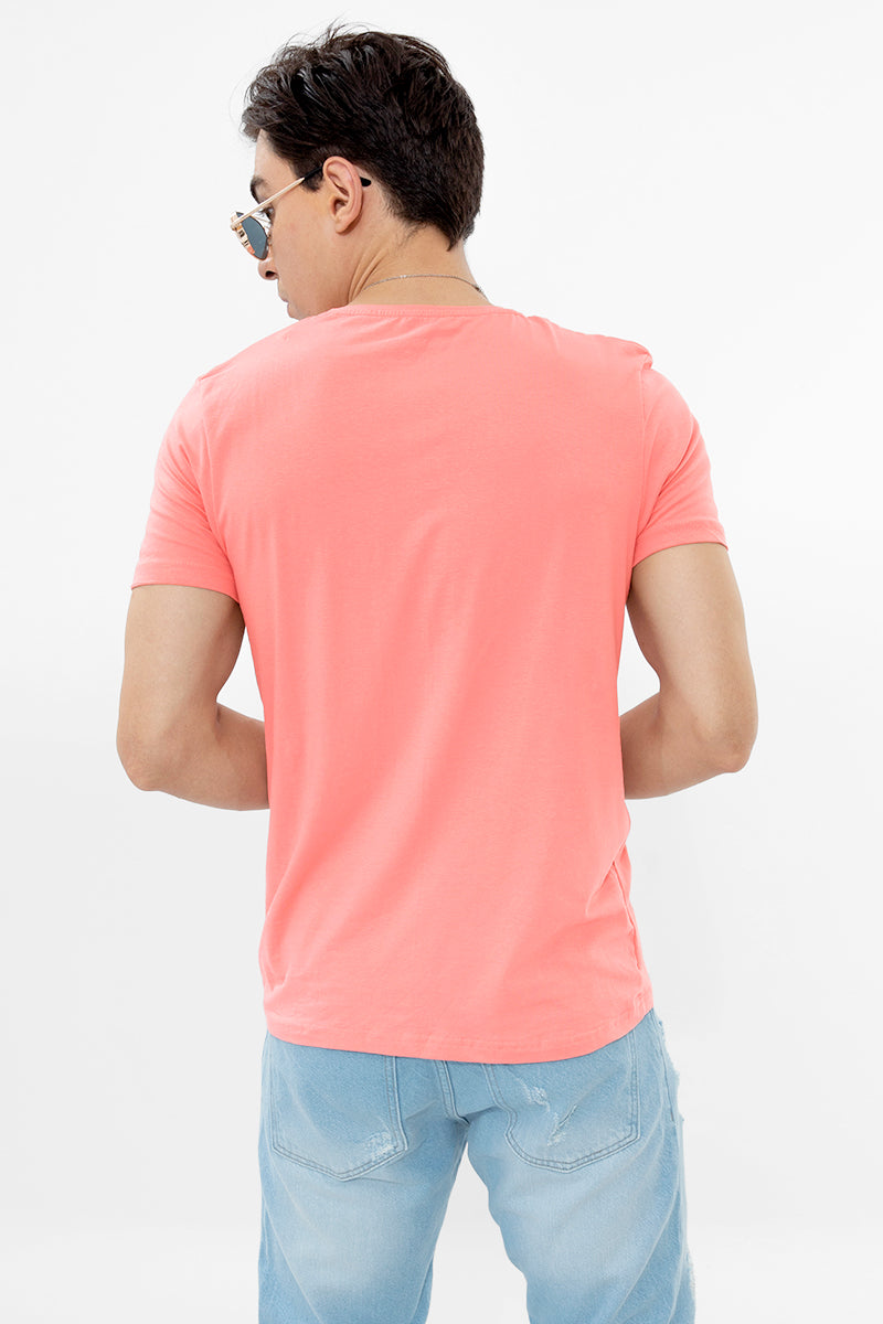 Pink Solid 4 Way Stretch Crew Neck T-Shirts - SNITCH