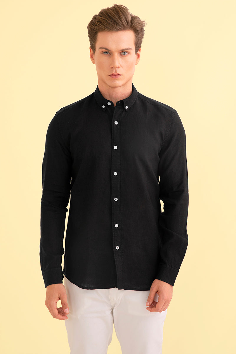 Posh Black Linen Shirt - SNITCH