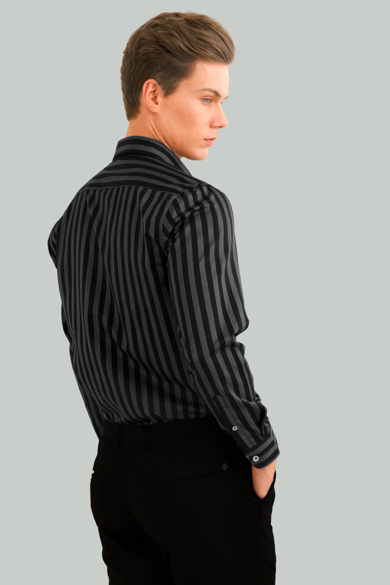 Elegant Black Giza Cotton Shirt - SNITCH