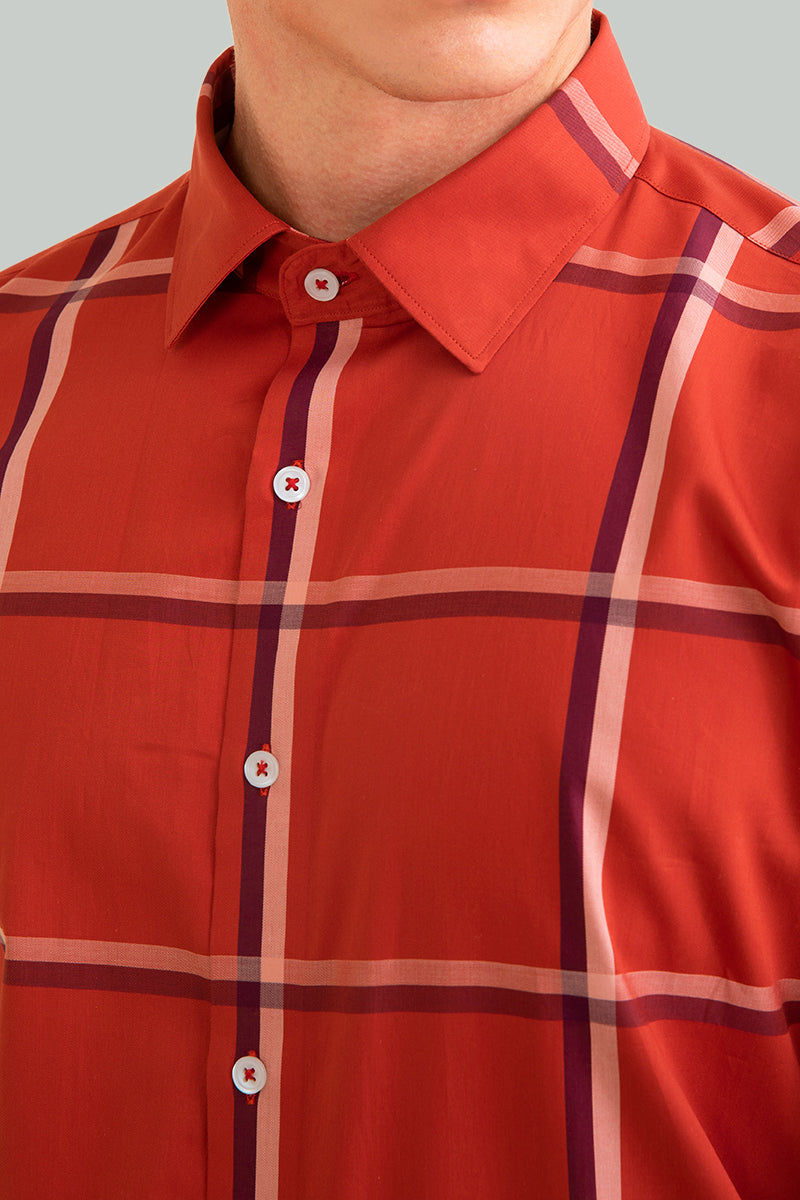 Euphoria Red Giza Cotton Shirt - SNITCH