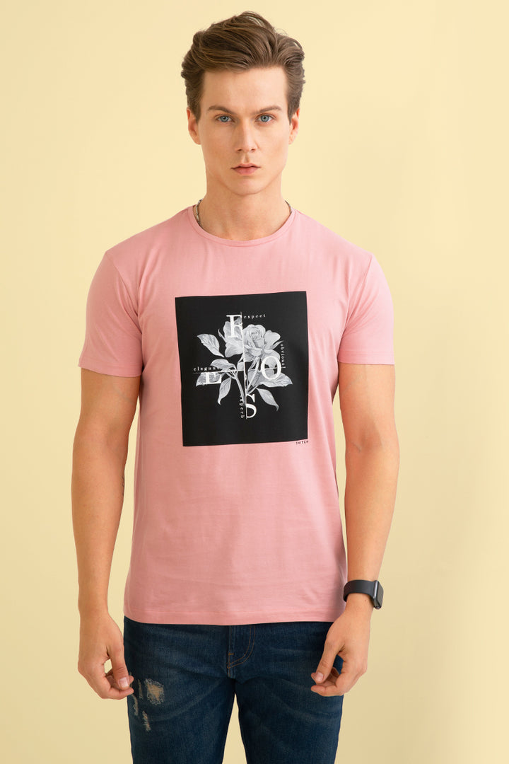 Rose Salmon Pink Graphic T-Shirt - SNITCH