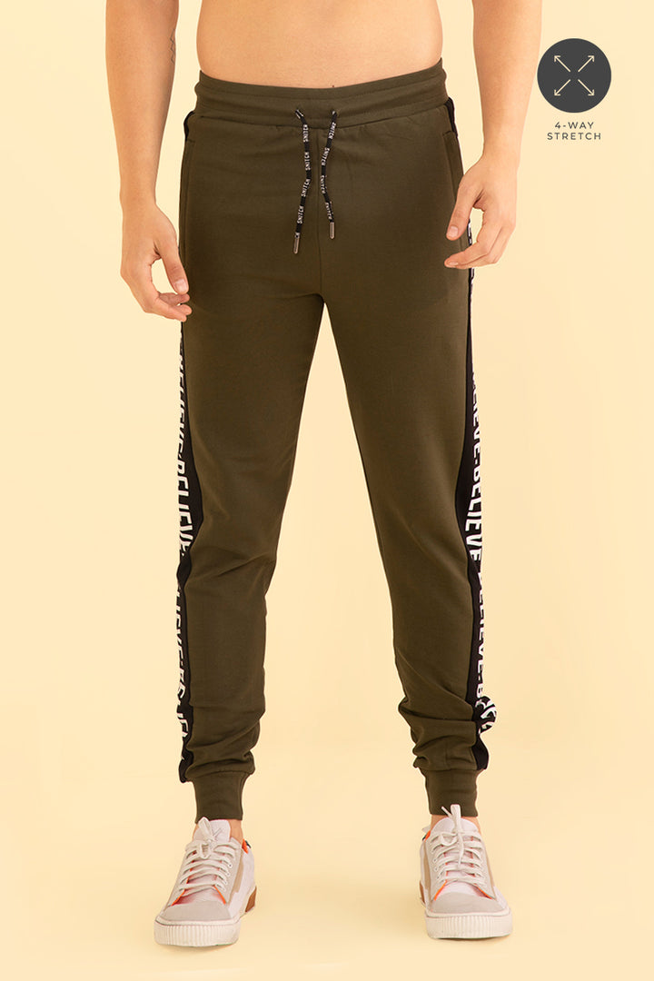 Believe Olive Track Pant - SNITCH