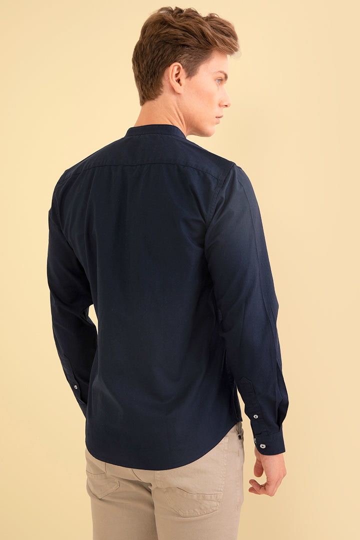 Oxford Navy Mandarin Shirt - SNITCH
