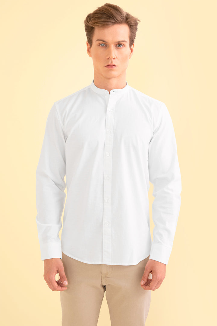 Oxford White Mandarin Shirt - SNITCH