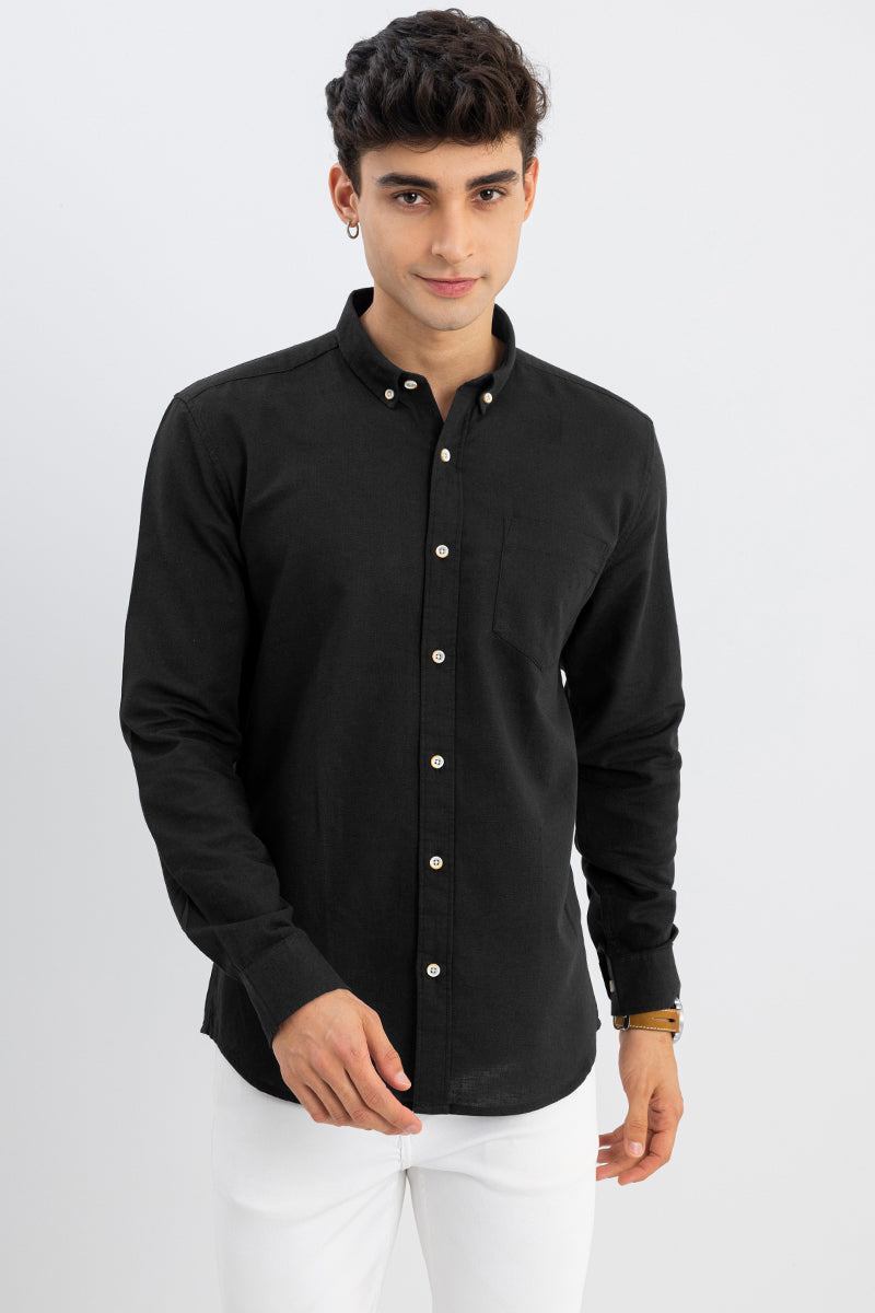 Trig Black Linen Shirt