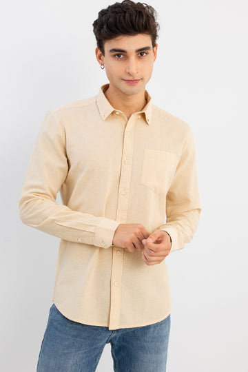Buy Men's Trig Beige Linen Shirt Online | SNITCH