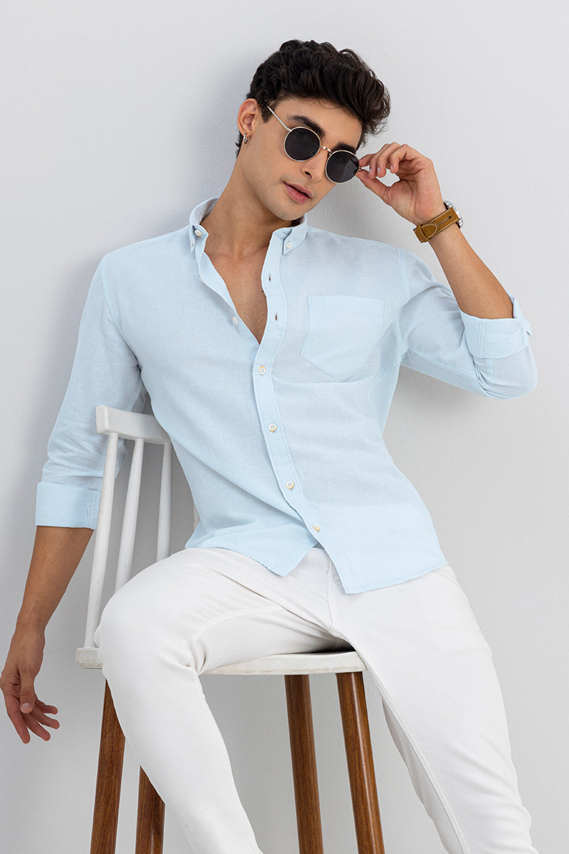 Trig Pale Blue Linen Shirt