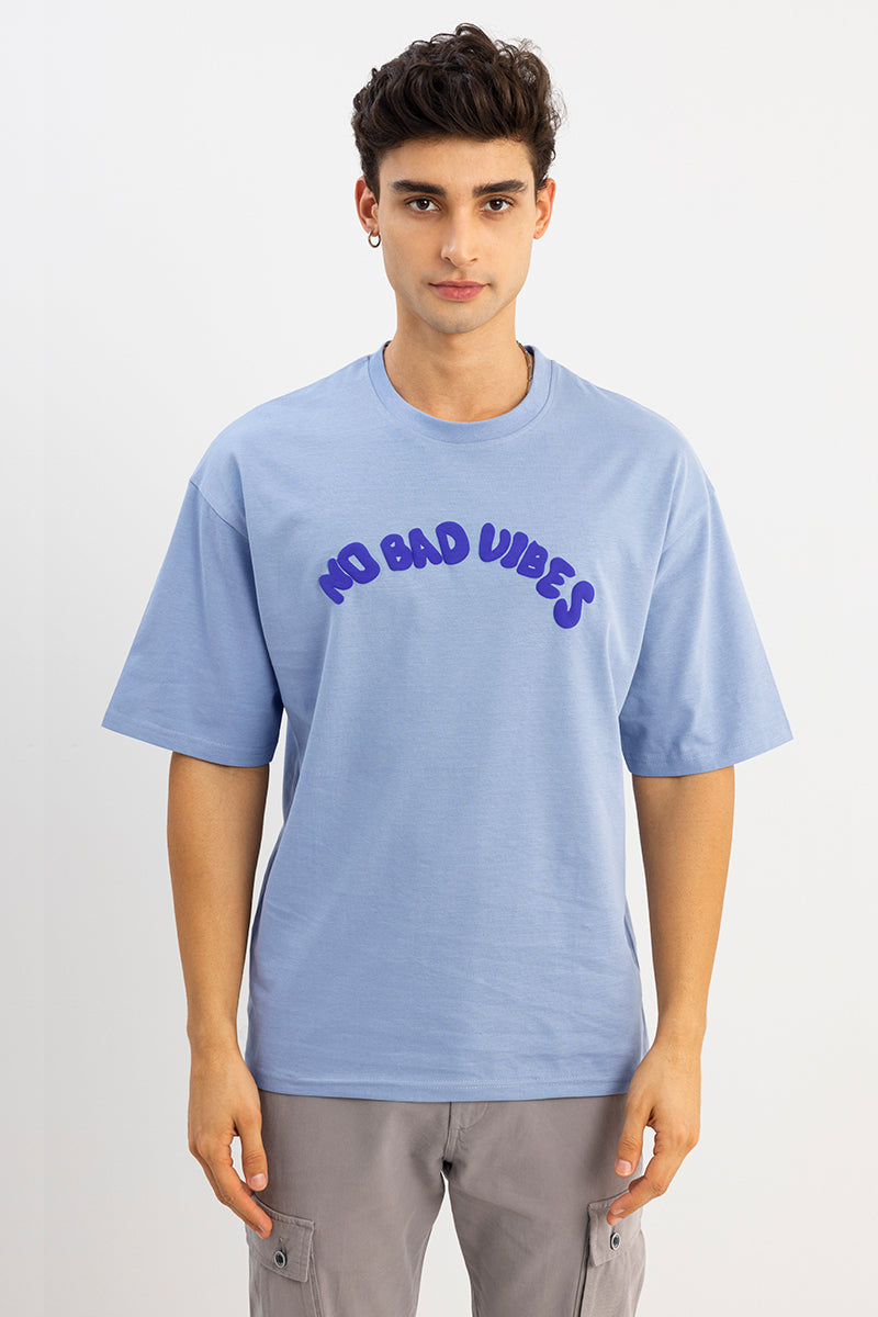 No Bad Vibes Blue Oversized T-Shirt
