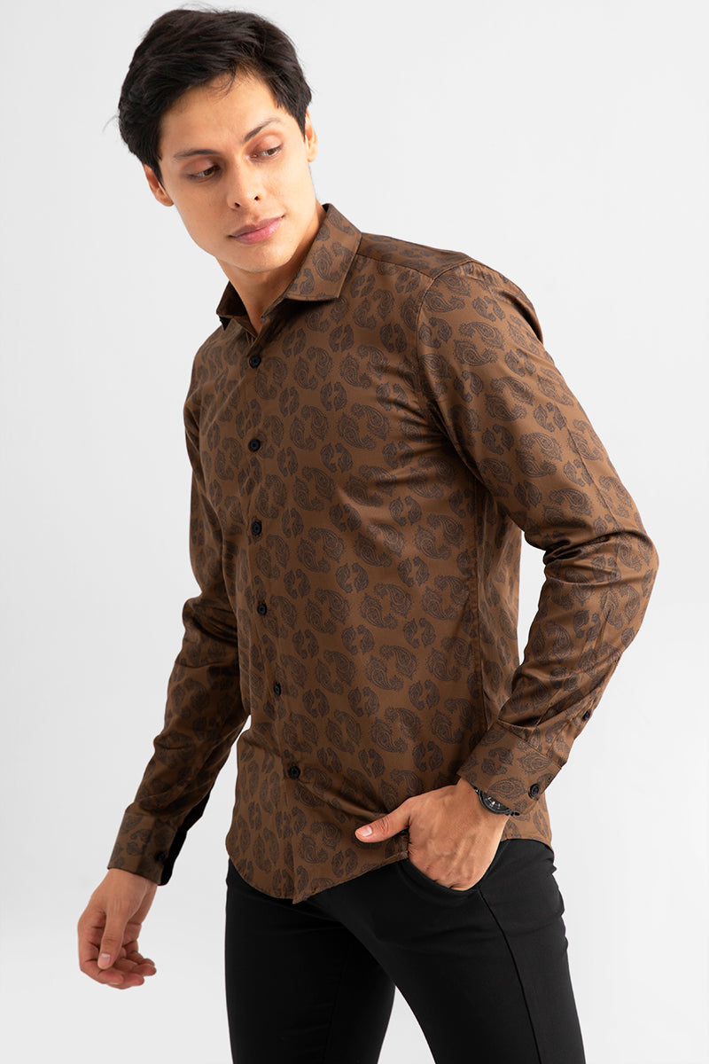 Indian Paisley Brown Shirt - SNITCH