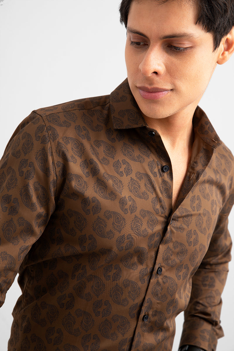 Indian Paisley Brown Shirt - SNITCH