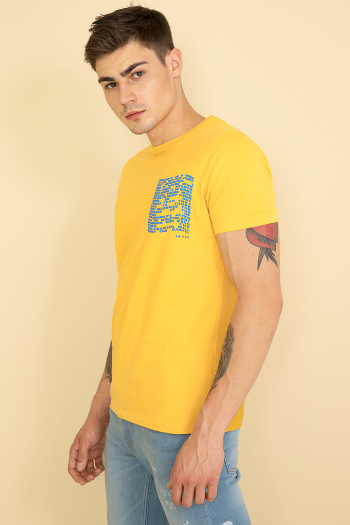 Pocket Yellow Graphic T-Shirt - SNITCH