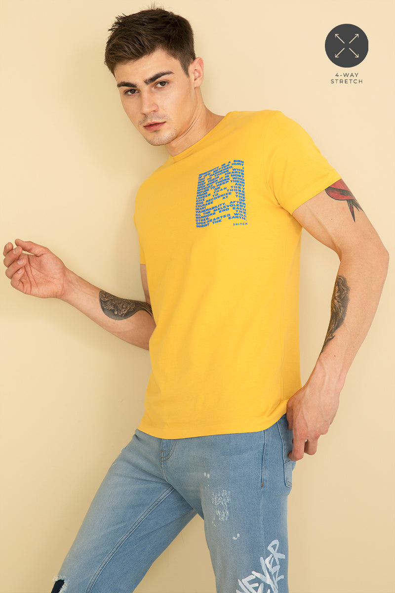 Pocket Yellow Graphic T-Shirt - SNITCH
