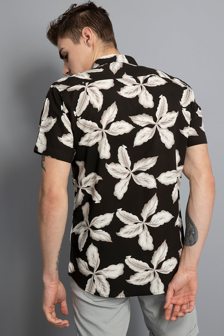 Caper Black Floral Rayon Shirt - SNITCH