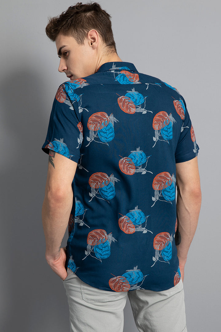 Elliptic Navy Rayon Shirt - SNITCH