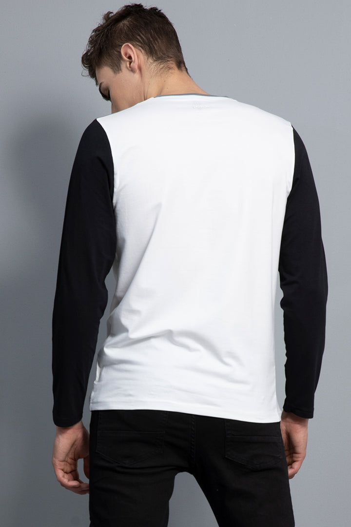 Convivial White Full Sleeves T-Shirt - SNITCH