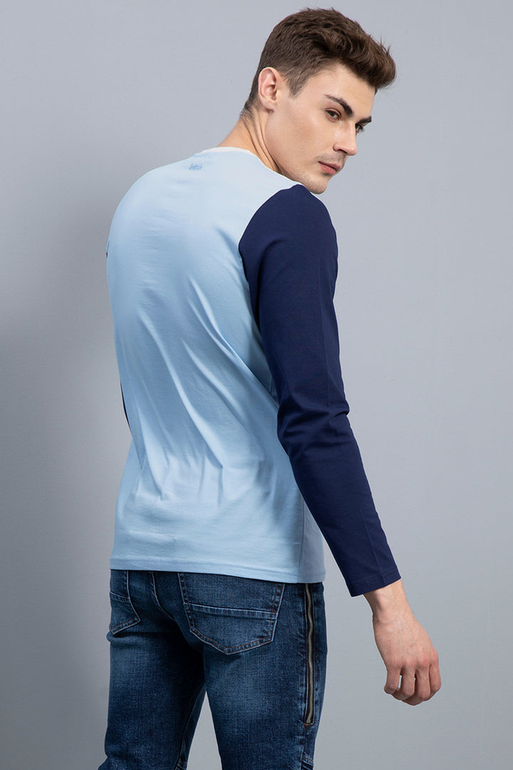 Convivial Sky Blue Full Sleeves T-Shirt - SNITCH