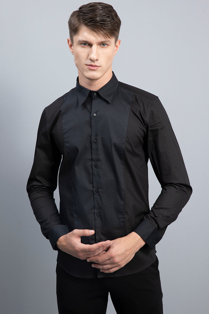 Grandeur Black Tuxedo Shirt - SNITCH