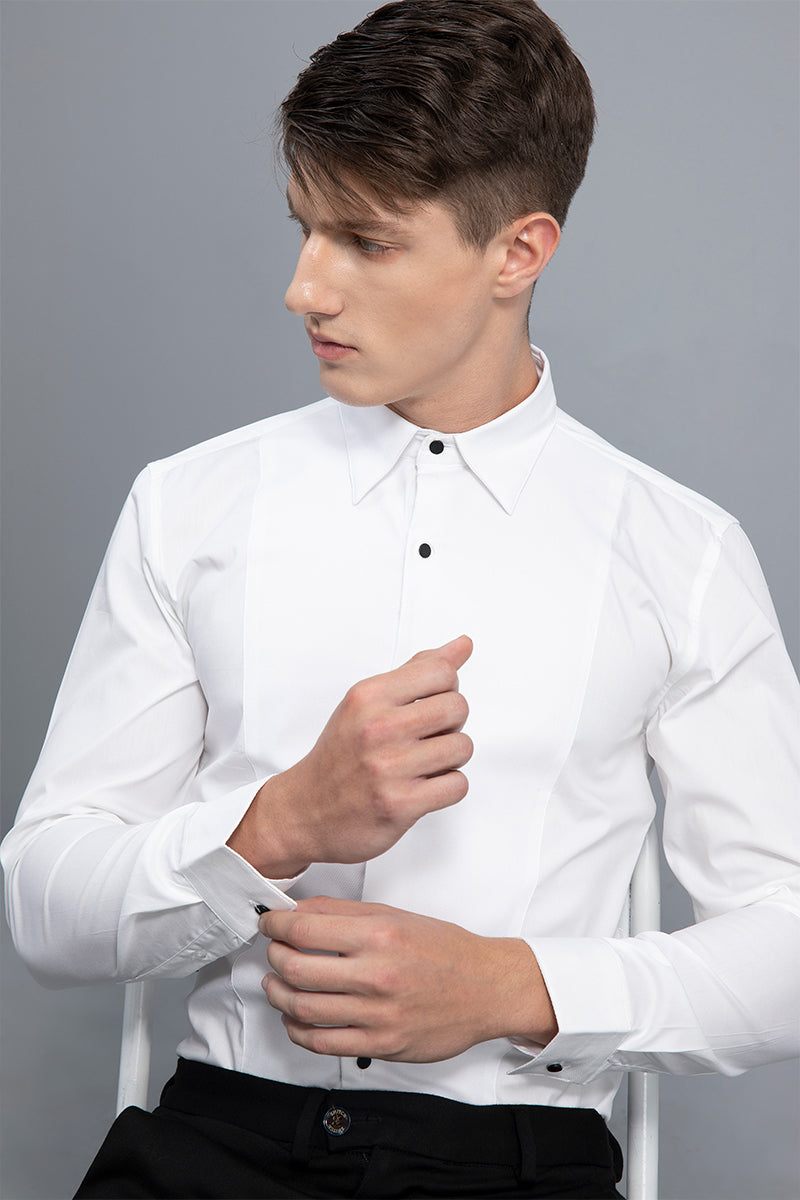 Grandeur White Tuxedo Shirt - SNITCH