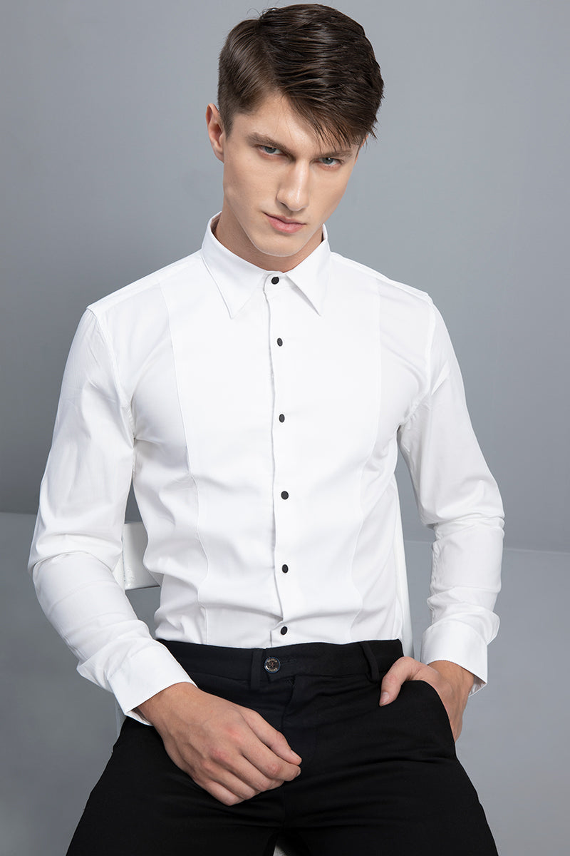 Grandeur White Tuxedo Shirt - SNITCH