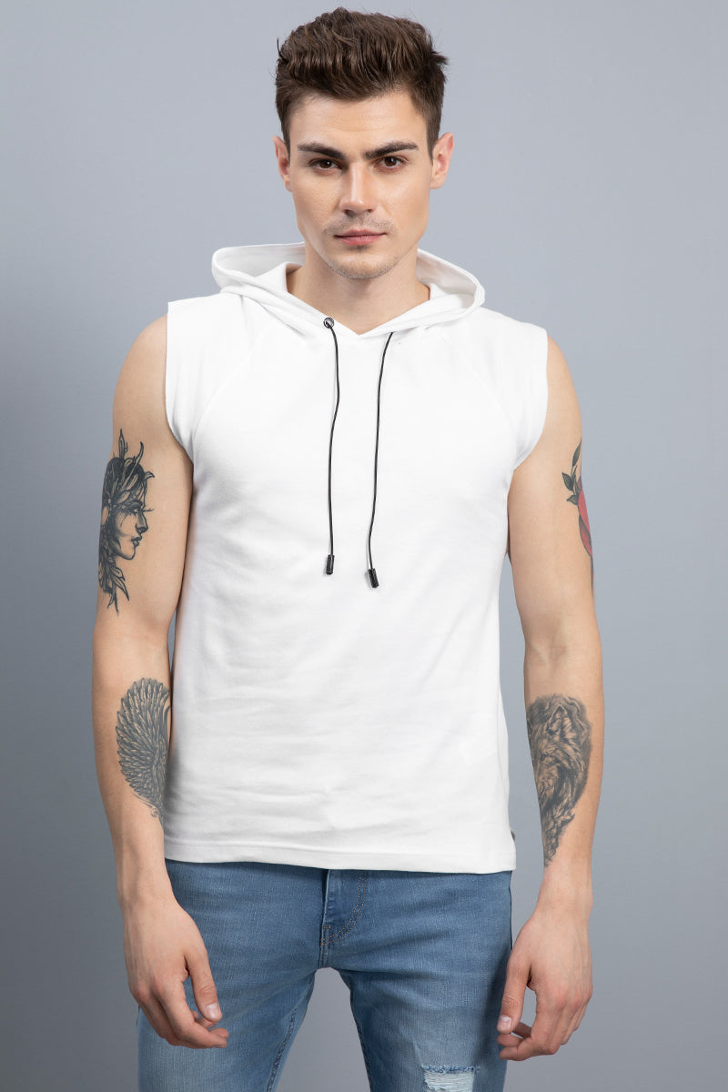 Agile White Sleeveless T-Shirt - SNITCH