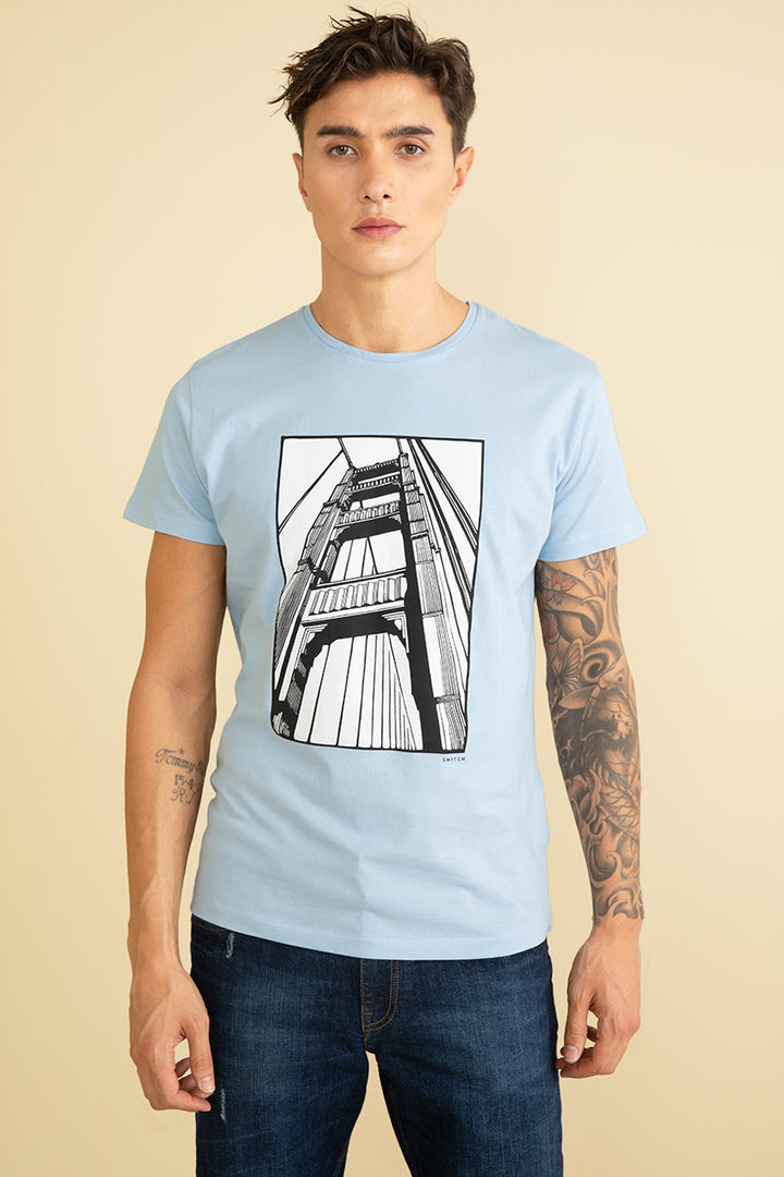 Bridge Sky Blue Graphic T-Shirt - SNITCH
